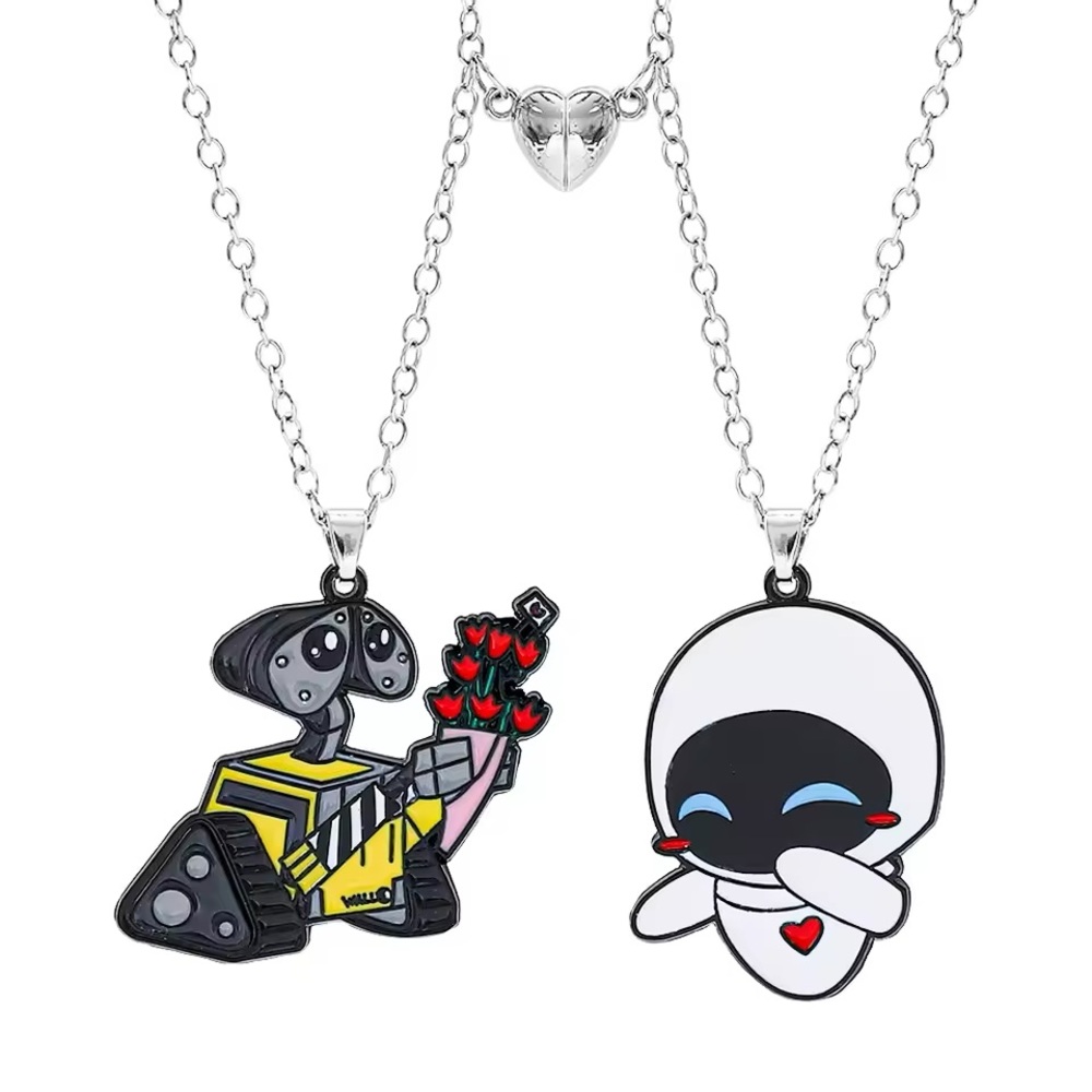 Disney-Pixar Wall-E & EVE Enamel Pendant Magnetic Friendship Necklaces Set ❤️